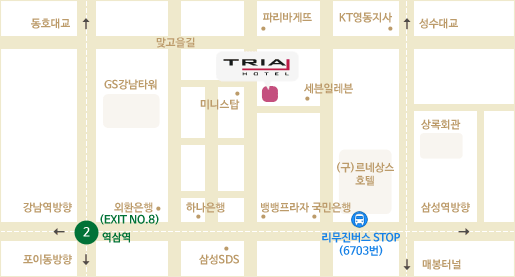 트리아호텔 지도:서울 강남구 테헤란로33길 16 (우)06142